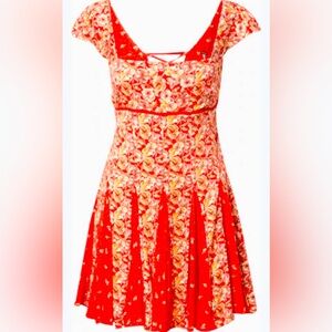 FREE PEOPLE STRAWBERRY COMBO FLOWY MINI DRESS NWT MEDIUM